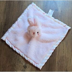 Parent's Choice Pink Bunny Plush Security Blanket Satin Rainbow Plaid Lovey